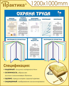 С96 Стенд охрана труда (с двумя перекидными системами) (1250х1000 мм, пластик ПВХ 3 мм, алюминиевый багет золотого цвета) - Стенды - Стенды по охране труда - Магазин охраны труда Протекторшоп